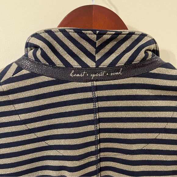 Bianca shimmer bronze and navy stretch blazer size 42/12 - Picture 6 of 7